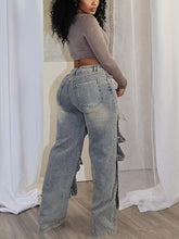 Detachable Studded Button High-Waist Jeans